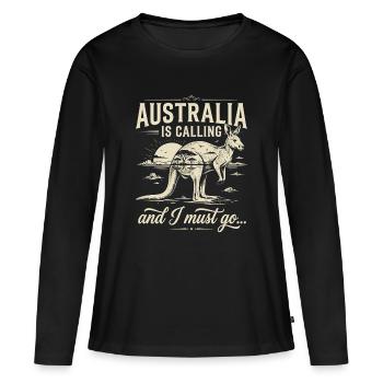 L’Australie m’appelle et je dois partir - T-shirt manches longues Premium bio Femme - noir - Devant - Julia (174cm)
