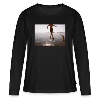 Ich wünschte, ich könnte den Himmel berühren. - Frauen Premium Bio Langarmshirt - Schwarz - Vorne - Julia (174cm)