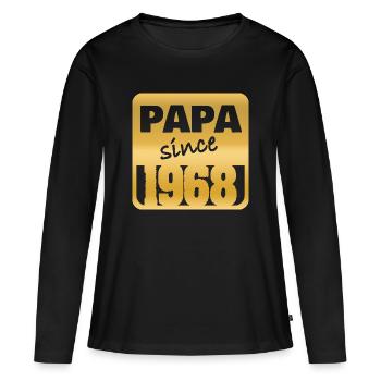 Papa 1968 - T-shirt manches longues Premium bio Femme - noir - Devant - Julia (174cm)