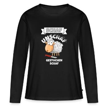 Schaf Unschaf Gestochen Schaf Wortspiel - Frauen Premium Bio Langarmshirt - Schwarz - Vorne - Julia (174cm)