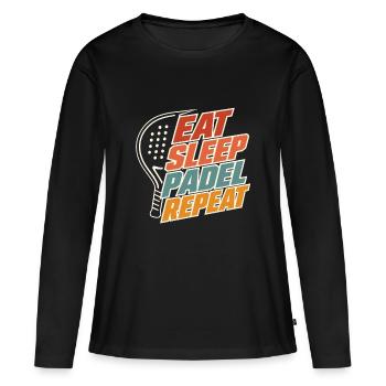 Eat Sleep Padel Repeat Funny Padel Player Sports  - Women's Premium Organic Long Sleeve Shirt - black - Front - Julia (174cm)