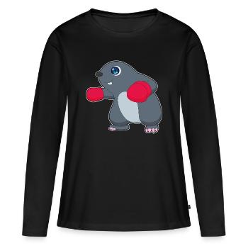 Maulwurf Boxer Boxhandschuhe Boxen - Frauen Premium Bio Langarmshirt - Schwarz - Vorne - Julia (174cm)