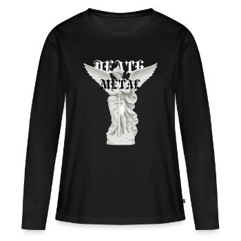 Metalltypografie der geflügelten Engelsstatue - Frauen Premium Bio Langarmshirt - Schwarz - Vorne - Julia (174cm)