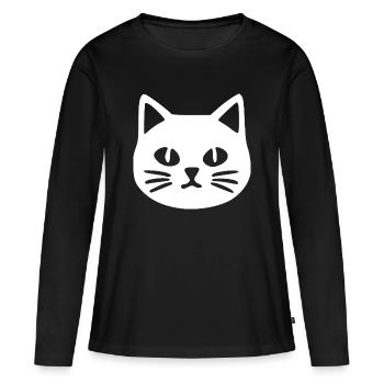 Katzengesicht Katze - Frauen Premium Bio Langarmshirt - Schwarz - Vorne - Julia (174cm)