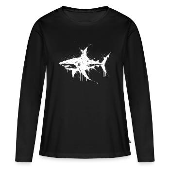Requin Splatter Blanc - T-shirt manches longues Premium bio Femme - noir - Devant - Julia (174cm)