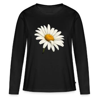 White Daisies Blossom Nature Flowers Design - Women's Premium Organic Long Sleeve Shirt - black - Front - Julia (174cm)