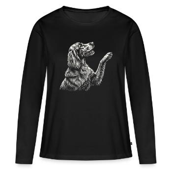 Irischer Zuspieler zieht Pfote hoch – Roter Zuspieler Hund Mama Papa - Frauen Premium Bio Langarmshirt - Schwarz - Vorne - Julia (174cm)