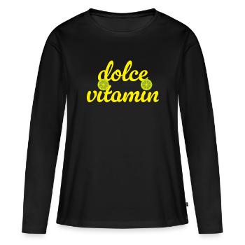 Dolce Vita Vitamin C Limette cool Quotes Sommer  - Frauen Premium Bio Langarmshirt - Schwarz - Vorne - Julia (174cm)