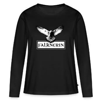 Falknerin Adler Falke Falknerei Schild - Frauen Premium Bio Langarmshirt - Schwarz - Vorne - Julia (174cm)