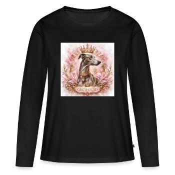 Königlicher Greyhound Portrait mit Krone - Frauen Premium Bio Langarmshirt - Schwarz - Vorne - Julia (174cm)
