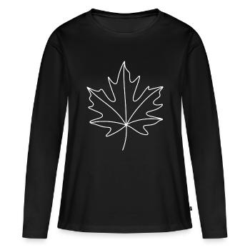 Weißer Ahornkontur - Frauen Premium Bio Langarmshirt - Schwarz - Vorne - Julia (174cm)