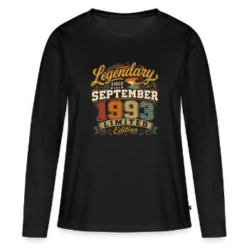 Legendär seit September 1993 Vintage Gift - Frauen Premium Bio Langarmshirt - Schwarz - Vorne - Julia (174cm)