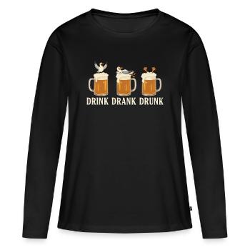 Drink Drank Drunk Beer Seagulls Beach - Frauen Premium Bio Langarmshirt - Schwarz - Vorne - Julia (174cm)