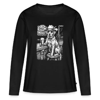 Cowboy Dog Beer Funny Labrador - Frauen Premium Bio Langarmshirt - Schwarz - Vorne - Julia (174cm)