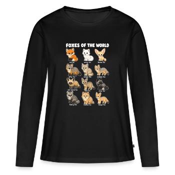Diagramme des renards de la faune mondiale : Renard arctique roux - T-shirt manches longues Premium bio Femme - noir - Devant - Julia (174cm)