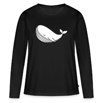 Wal Silhouette minimalistisches Meeresmotiv - Frauen Premium Bio Langarmshirt - Schwarz - Vorne - Julia (174cm)