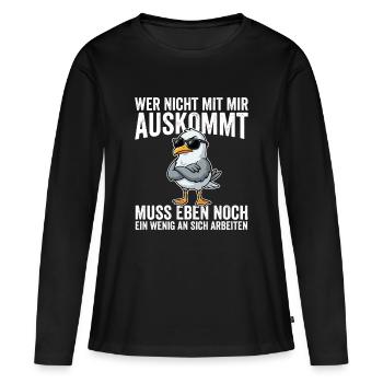 Wer Nicht Mit Mir Auskommt muss Eben Nnoch Ein  - Frauen Premium Bio Langarmshirt - Schwarz - Vorne - Julia (174cm)