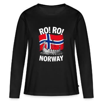 RO RO NORWAY Viking Ship Norway Flag - Women's Premium Organic Long Sleeve Shirt - black - Front - Julia (174cm)