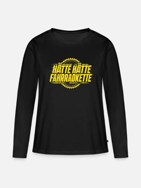 Hätte Hätte Fahrradkette - Lustiges Fahrrad Shirt - Frauen Premium Bio Langarmshirt - Schwarz