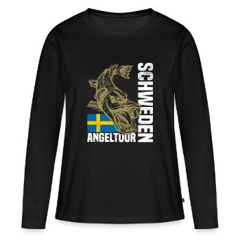 Schweden Angeln - Frauen Premium Bio Langarmshirt - Schwarz - Vorne - Julia (174cm)