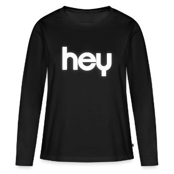 HEY Cloudline Abstract Banner - Frauen Premium Bio Langarmshirt - Schwarz - Vorne - Julia (174cm)