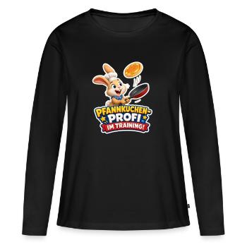 Hase Pfannkuchen Profi im Training Koch Motiv - Frauen Premium Bio Langarmshirt - Schwarz - Vorne - Julia (174cm)