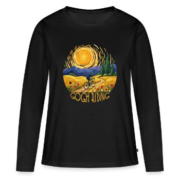 Gogh Riding Sunlit Field Cyclist - Women's Premium Organic Long Sleeve Shirt - black - Front - Julia (174cm)