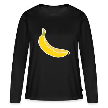 Banane jaune – Illustration fruitée minimaliste - T-shirt manches longues Premium bio Femme - noir - Devant - Julia (174cm)