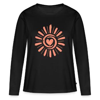 Herzsonne: Handgezeichnete Sonnenstrahlen - Frauen Premium Bio Langarmshirt - Schwarz - Vorne - Julia (174cm)