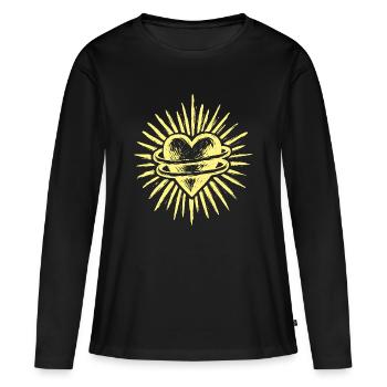 Herzsonne Strahlendes Herz - Frauen Premium Bio Langarmshirt - Schwarz - Vorne - Julia (174cm)