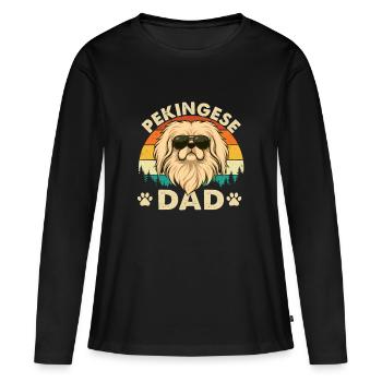 Pekingese Dad - Peke Dog Dad Owner Lap Lion Dog - Women's Premium Organic Long Sleeve Shirt - black - Front - Julia (174cm)