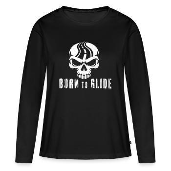 skull_negativ - Frauen Premium Bio Langarmshirt - Schwarz - Vorne - Julia (174cm)