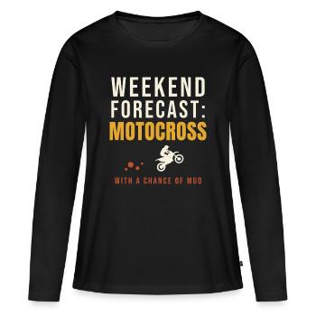 Prévisions du week-end pour le motocross : risque de boue - T-shirt manches longues Premium bio Femme - noir - Devant - Julia (174cm)