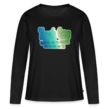 Raus in die Natur Realwelt Verbinden - Frauen Premium Bio Langarmshirt - Schwarz - Vorne - Julia (174cm)