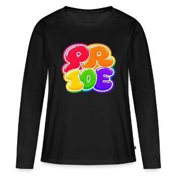 Autocollant de t-shirt Rainbow CSD Pride Bubble - T-shirt manches longues Premium bio Femme - noir - Devant - Julia (174cm)