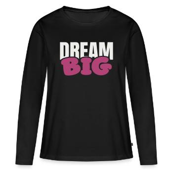 Typographie Rose Rêve Grosse Grasse - T-shirt manches longues Premium bio Femme - noir - Devant - Julia (174cm)