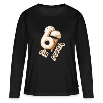 67 Sechster Geburtstag Eiscreme - Frauen Premium Bio Langarmshirt - Schwarz - Vorne - Julia (174cm)