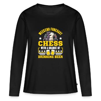 Schach Schachspieler Schachbrett - Frauen Premium Bio Langarmshirt - Schwarz - Vorne - Julia (174cm)