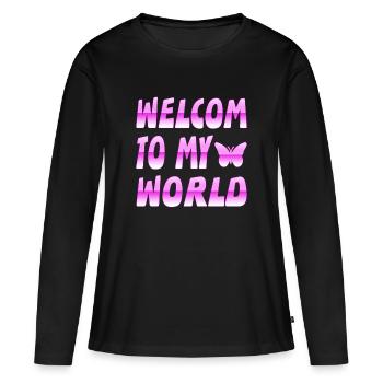 Schmetterlinge - Frauen Premium Bio Langarmshirt - Schwarz - Vorne - Julia (174cm)