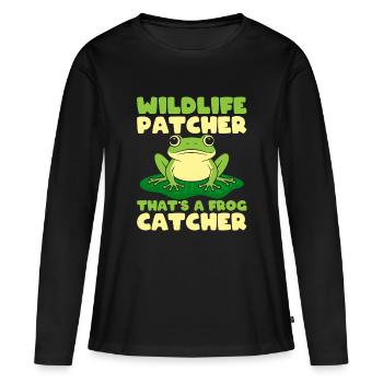 Attrapeur de grenouilles Faune Patcher Trape-grenouille - T-shirt manches longues Premium bio Femme - noir - Devant - Julia (174cm)