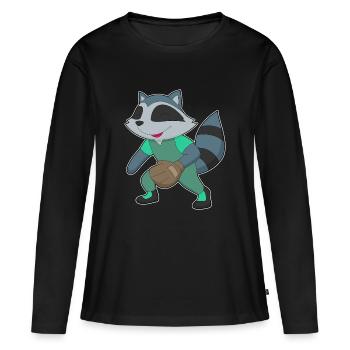 Gant de baseball Raccoon - T-shirt manches longues Premium bio Femme - noir - Devant - Julia (174cm)