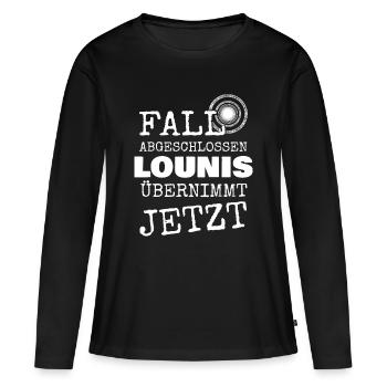 Distressed Deutsch Schriftzug Jetzt Übernimmt - Frauen Premium Bio Langarmshirt - Schwarz - Vorne - Julia (174cm)
