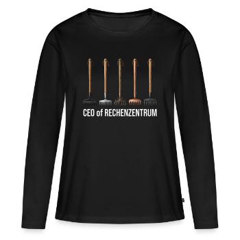Chef de l’Organisation de jardinage du centre informatique Gardening - T-shirt manches longues Premium bio Femme - noir - Devant - Julia (174cm)