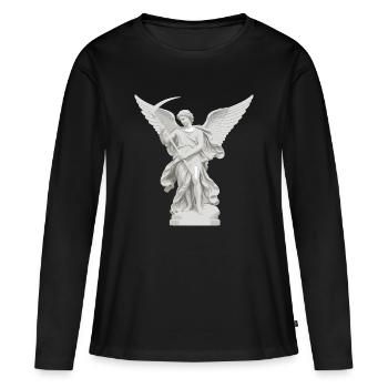 Engel mit Sense-Statue - Frauen Premium Bio Langarmshirt - Schwarz - Vorne - Julia (174cm)