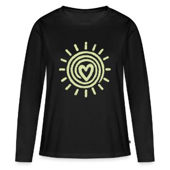 Sonne Herz Handzeichnung - Frauen Premium Bio Langarmshirt - Schwarz - Vorne - Julia (174cm)