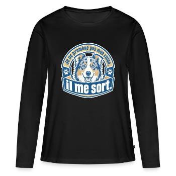 Ich gehe nicht mit meinem Hund spazieren, er geht mit mir raus. - Frauen Premium Bio Langarmshirt - Schwarz - Vorne - Julia (174cm)