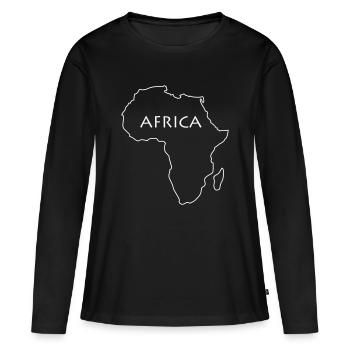 Afrika Linienkarte in Schwarz Weiß - Frauen Premium Bio Langarmshirt - Schwarz - Vorne - Julia (174cm)
