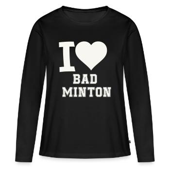 Ich liebe Badminton Herz - Frauen Premium Bio Langarmshirt - Schwarz - Vorne - Julia (174cm)