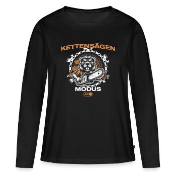 Kettensägen Holz machen Holzfäller Forstwirt - Frauen Premium Bio Langarmshirt - Schwarz - Vorne - Julia (174cm)