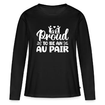 Un prestataire de garde d’enfants fier d’être une crèche au pair - T-shirt manches longues Premium bio Femme - noir - Devant - Julia (174cm)